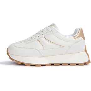 LUCKY STEP Women's Platform Retro Sneakers Classic Trainers Casual Footwear Tennis Running Chunky Lace-up Stylish Walking Shoes