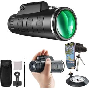 80x100 HD A Monocular More Portable Than Binoculars, Travel Essentials, Compact Monocular Telescope for Adults, Comes with a Compass, Ideal for Hunting and Bird Watching.