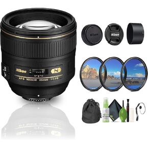 Nikon AF-S NIKKOR 85mm f/1.4G Auto Focus Lens + Cleaning Kit + 3 Piece Filter Kit + Lens Cap
