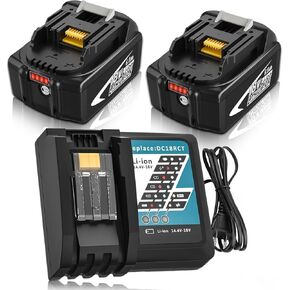 2 Packs 18v 6000mAh BL1860B Replacement Battery and DC18RC Charger Compatible with 18V Battery Lithium BL1860B-2 BL1860 BL1850 BL1840 BL1830 LXT-400 and Charger for 18V Battery Power Tools (White)