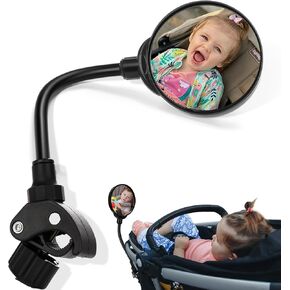 Stroller Mirror - Adjustable 360° Stroller Mirror to See Your Baby's Face on Stroller Walks, Baby Shower Gifts for New Mom, New Parents, Universal Stroller Accessories (C-Clamp)