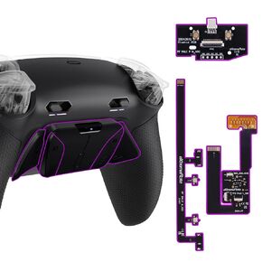 eXtremeRate RISE4 Plus MAX Back Paddles Kit with Clicky Trigger Stops & Rubberized Grip for PS5 Controller BDM-030 040 050, Black Remappable Back Buttons Kit for PS5 Controller - White Black