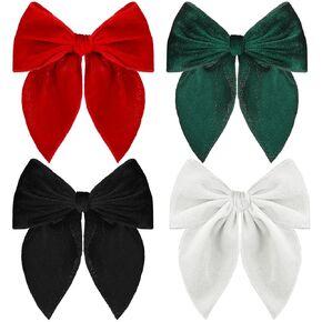 Christmas Hair Bows for Girls, 4 Pcs Velvet Hair Bows Velvet Bow Hair Clips Fable Hair Bows Christmas Hair Accessories for Little Girls Toddler Kids (Medium, 5in)