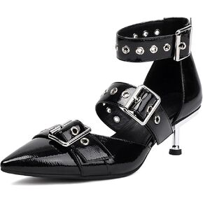 XIEDA Women's Pointed Toe Kitten Heels Ankle Strap Comfortable Low Heel Pumps Dress Shoes
