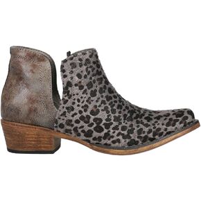 ROPER Womens Ava Leopard Snip Toe Casual Boots Ankle Low Heel 1-2" - Grey