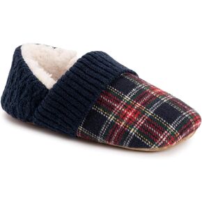 MUK LUKS Women's Flannel Plaid Slipper with Berber Heel