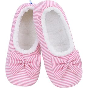 Snoozies Womens Pink Seersucker Ballerina Size Medium