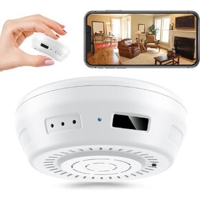 Hidden Camera Smoke Detector Wireless WiFi - Nanny Cams with Cell Phone App - 180 Days Battery Power, Night Vision, Motion Detection, Sideways Lens for Indoor Security, No Audio