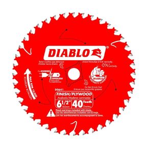 Freud-Diablo 6-1/2 in. x 40 Tooth Finish Wood Cutting Trim Saw Blade - D0641VPX