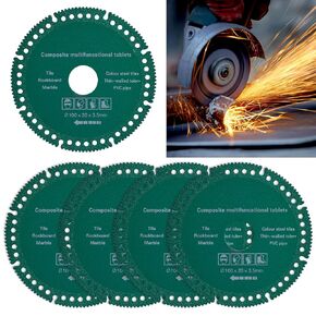 Indestructible disc 5PCS- Multi-Functional Cutting Disc for Ceramic Tile, Glass, Metal, and Wood - Perfect for Angle Grinder (Green 4.5in（115mm）)