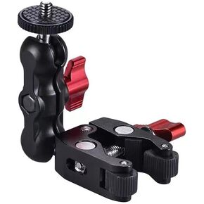 Ballhead Arm Super Clamp Mount Double Ball Head Adapter with 1/4"-20 & 3/8"-16 Thread Mount for DSLR Camera Rig, LCD Monitor, LED Flash Lights etc.