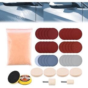 EMVANV Glass Polishing Kit, 39Pcs/Set Glass Scratch Remover, Deep Scratch Window Repair Tool, Window Windscreen Scratch Repair Kit with Cerium Oxide Polishing Powder Polishing Pad and Wheel