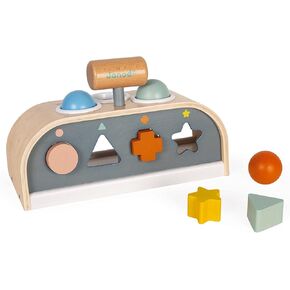 Janod Sweet Cocoon-3 in 1 Wooden Toy, Tap, Embedding and Shape Box- Early Learning Game-from 1 Year Old, J04409