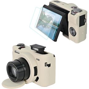 Camera Case for Canon Powershot G7 X Mark III with 2PCS Screen Protector，Full Protection Soft G7X III Silicone Case Detachable Lens Cover Protective Cover for Canon G7X III G7X3-Grey