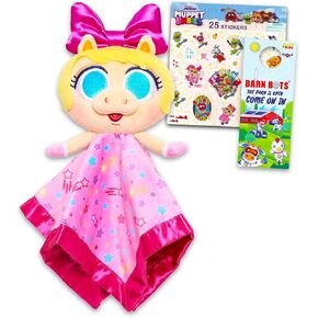 Miss Piggy Plush Blanket Set - Bundle with Muppets Security Blanket Plus Stickers and More | Blankie Stuffed Animal Plush Doll for Babies and Toddlers
