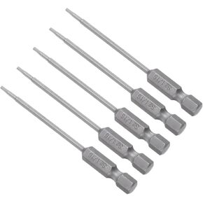 Hex Screwdriver Bits, 1/16" Hex 75mm Length 1/4" Hex Shank, Steel Magnetic Power Drill Bits - (Applications: for Automobile Repair), 5-Pieces