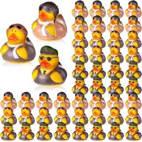 DEEKIN 24 Pcs 2 Inch Pilot Rubber Ducks Military Ducks Bathtub Toys Duck Cute Bath Toys Party Favor Baby Shower Birthday Party Gift Activity