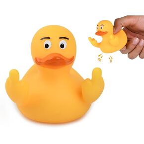 DS. DISTINCTIVE STYLE Middle Finger Rubber Ducks 2 Pieces Yellow Rubber Duck 2.95 Inch Funny Car Ornaments Duck for Car Dashboard Decoration, Computer Monitor Decor