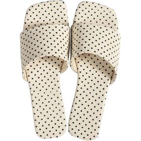 Verdusa Women's Polka Dots Square Toe Slip On Sandals Casual Summer Slides