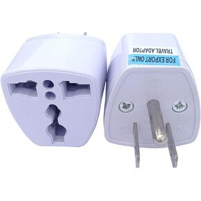 (2 PCS) Power Plug Adapter,3rd Grounding Pin,EU Europe,UK,Asian,Australia,China,Japan to USA Travel Adapter Converter AC,Travel Latin America,Power Outlet Adapters (White)