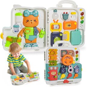 Montessori Toys for 1-2 Year Old Boys&Girls,Sensory Busy Board for 1 Year Old,Travel Toys for 1-3 Toddlers More Than 20 Activities, 1-2 Year Old Boy Birthday Gift