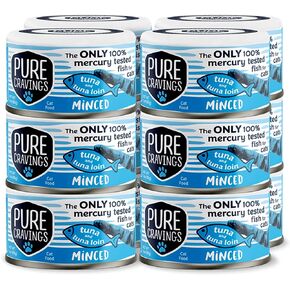 Safe Catch Pure Cravings Minced Tuna Wet Canned Cat Food, 100% Mercury-Tested, Moist Can Fish for Cats, Grain-Free, Protein, Non-GMO, Variety Pack, 3oz, Pack of 12