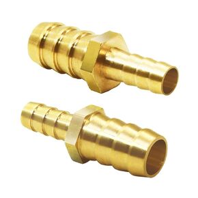 Joywayus 3/8" to 1/2" Barb Fitting Reducer Hose Barb Splicer Hex Union Brass Fitting Water/Fuel/Air (Pack of 2)