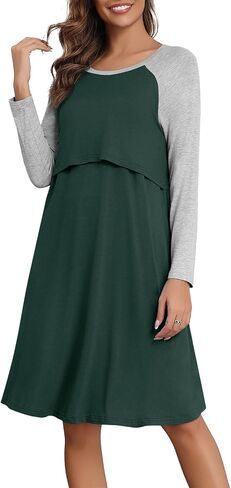 Xpenyo Women's Nursing Dress Fall Winter Long Sleeve Maternity Breastfeeding Knee Length Dress in Saudi Arabia