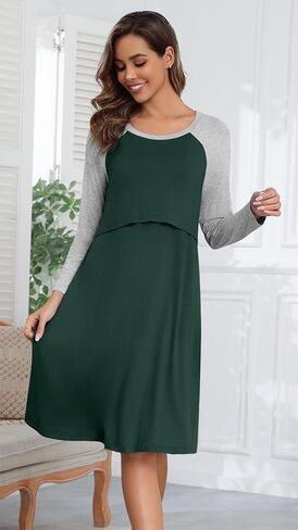 Xpenyo Women's Nursing Dress Fall Winter Long Sleeve Maternity Breastfeeding Knee Length Dress in Saudi Arabia