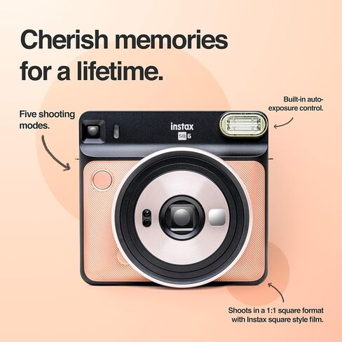 Fujifilm Instax Square SQ6 + Fujifilm Instax Square Instant Film (20 Sheets) Bundle with Deals Number One Cleaning Cloth (Metallic Blue) in Saudi Arabia