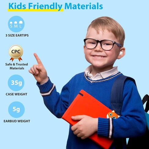 Kids Earbuds, Wireless Bluetooth Girls Boys Headphones with Microphones, 85dB Healthy Volume Control Protect Hearing, Lightweight, Waterproof, 30Hrs Playtime,Earphones for iPad Tablet Computers, Panda in Kuwait