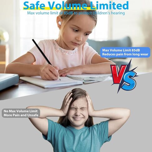 Kids Earbuds, Wireless Bluetooth Girls Boys Headphones with Microphones, 85dB Healthy Volume Control Protect Hearing, Lightweight, Waterproof, 30Hrs Playtime,Earphones for iPad Tablet Computers, Panda in Kuwait