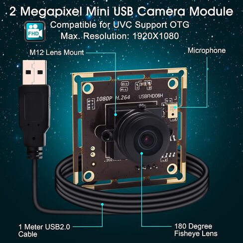 1080P USB Camera Module for Raspberry Pi, Low Light USB Camera for Computer, 2MP 30FPS CMOS IMX323 3.6mm Lens Mini USB Webcam with Audio, Lightburn Camera Board for Windows Linux Mac OS in Saudi Arabia