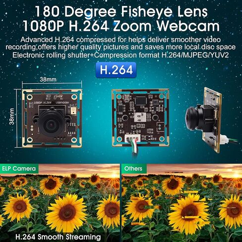 1080P USB Camera Module for Raspberry Pi, Low Light USB Camera for Computer, 2MP 30FPS CMOS IMX323 3.6mm Lens Mini USB Webcam with Audio, Lightburn Camera Board for Windows Linux Mac OS in Saudi Arabia