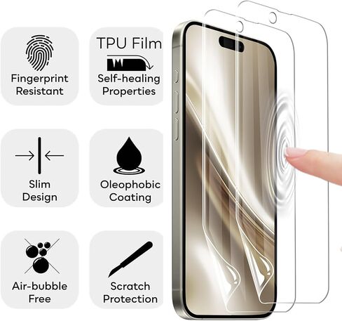 For iPhone16 Pro Back Screen Protector Ultra Thin Glossy Protective Film 2024 iPhone -2 Packs-High Transparency in Saudi Arabia