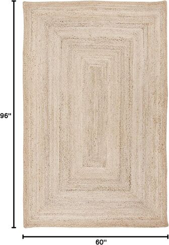 سجادة منطقة SAFAVIEH Cape Cod Collection - 12.7 سم × 20.32 سم، طبيعية، منسوجة يدويًا، من الجوت المسطح، مثالية للمناطق ذات حركة المرور العالية في غرفة المعيشة وغرفة النوم (CAP252A) in Saudi Arabia
