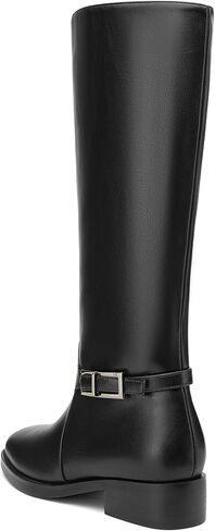 Castamere Riding Boots for Women Knee High Round Toe Low Chunky Block Heel Metal Buckle Fashion Slip-on Tall Long Boots Mid Calf Boots 1.4 Inches in Saudi Arabia