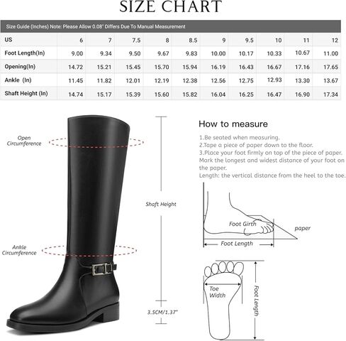 Castamere Riding Boots for Women Knee High Round Toe Low Chunky Block Heel Metal Buckle Fashion Slip-on Tall Long Boots Mid Calf Boots 1.4 Inches in Saudi Arabia