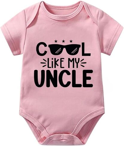 Cool Like My Uncle Newborn Boy Outfits Short Sleeve Baby Boy Romper White Baby Clothes in Saudi Arabia
