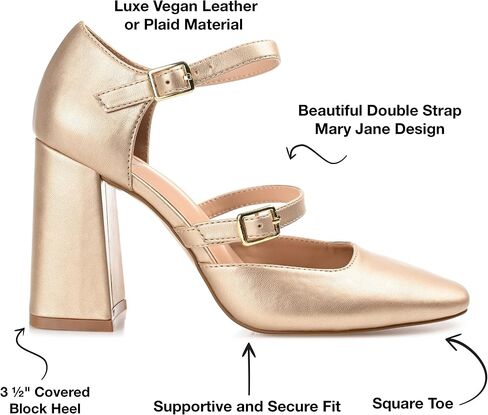 Journee Womens Isadorah Mary Jane Mid Block Heel Square Toe Pumps in Saudi Arabia