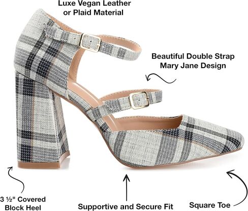 Journee Womens Isadorah Mary Jane Mid Block Heel Square Toe Pumps in Saudi Arabia