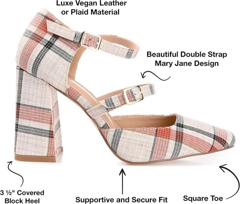 Journee Womens Isadorah Mary Jane Mid Block Heel Square Toe Pumps in Saudi Arabia
