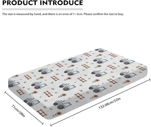 Baby Crib Sheets for Boys and Girls Farm Tractors Sunflowers Leaves Soft Breathable Unisex Baby Sheet 52''x28'' Sized for Standard Baby Crib & Toddler Mattress, Floral, 4272332 in Saudi Arabia