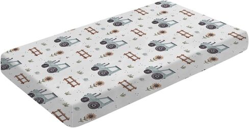 Baby Crib Sheets for Boys and Girls Farm Tractors Sunflowers Leaves Soft Breathable Unisex Baby Sheet 52''x28'' Sized for Standard Baby Crib & Toddler Mattress, Floral, 4272332 in Saudi Arabia