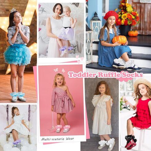 Durio Ruffle Socks for Girls Toddler Ruffle Socks Lace Polka Dot Socks for Kids Baby Socks Frilly Dress Ankle Socks in Kuwait