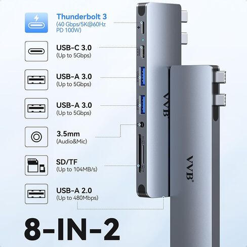 USB C Docking Station Dual Displayport Monitor Adapter for Dell/HP/Lenovo Laptop, Laptop Docking Station 3 Monitors Quadruple Display with 4K HDMI+2 DP+VGA USB-C Hub, USB C Dock to 100W PD+3USB in Kuwait