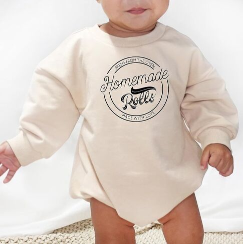 These Rolls Are Home Made Retro Onesie Thanksgiving Baby Fall Bubble Romper Turkey Little Chef Cute Shower Gift (0-6 Months, Vintage Print-Long Sleeve Bodysuit) in Saudi Arabia