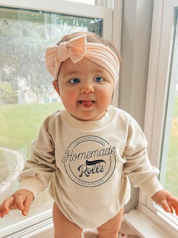 These Rolls Are Home Made Retro Onesie Thanksgiving Baby Fall Bubble Romper Turkey Little Chef Cute Shower Gift (0-6 Months, Vintage Print-Long Sleeve Bodysuit) in Saudi Arabia