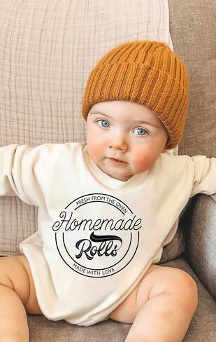 These Rolls Are Home Made Retro Onesie Thanksgiving Baby Fall Bubble Romper Turkey Little Chef Cute Shower Gift (0-6 Months, Vintage Print-Long Sleeve Bodysuit) in Saudi Arabia