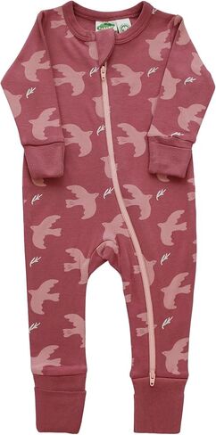 PARADE رومبر للعطلات مطبوع عليه توقيع عضوي '2-Way' بسحاب متطابق - كم طويل من الحمام الوردي 6-12 شهرًا مع قفازات in Kuwait